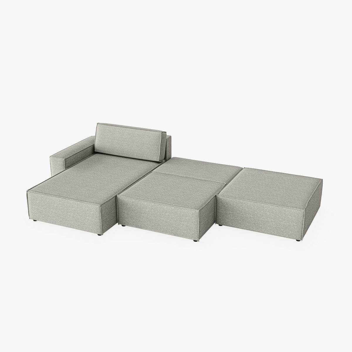 ECKSOFA Lummo Re mit Schlaffunktion, Grau - Grau, Textil (323/185cm) - Fedve