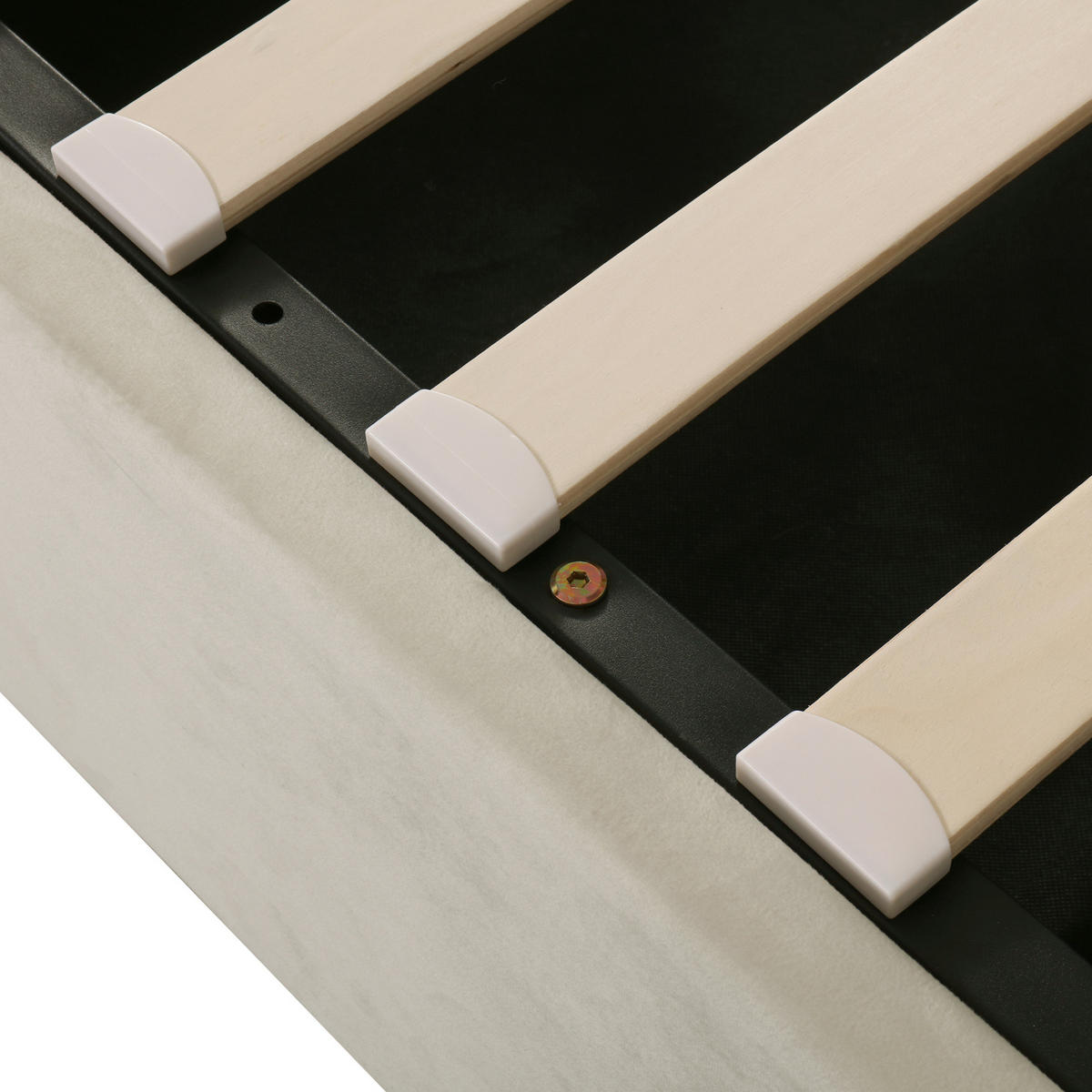 POLSTERBETT mit Bettkasten 160x200 cm Samt Beige - Beige, Metall (160/200cm) - Meubliv