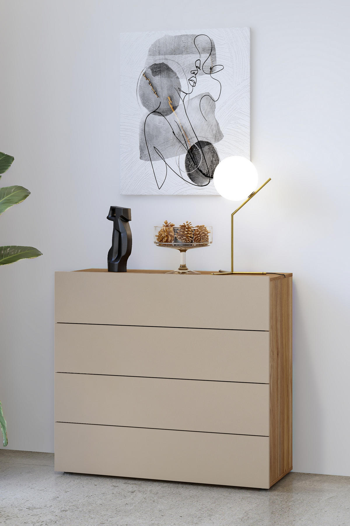 SIDEBOARD PRESARO 100x40,5x90,8 cm mit 4 Schubladen Congo - Beige, Holzwerkstoff (100/90.8/40.5cm) - MASSENO
