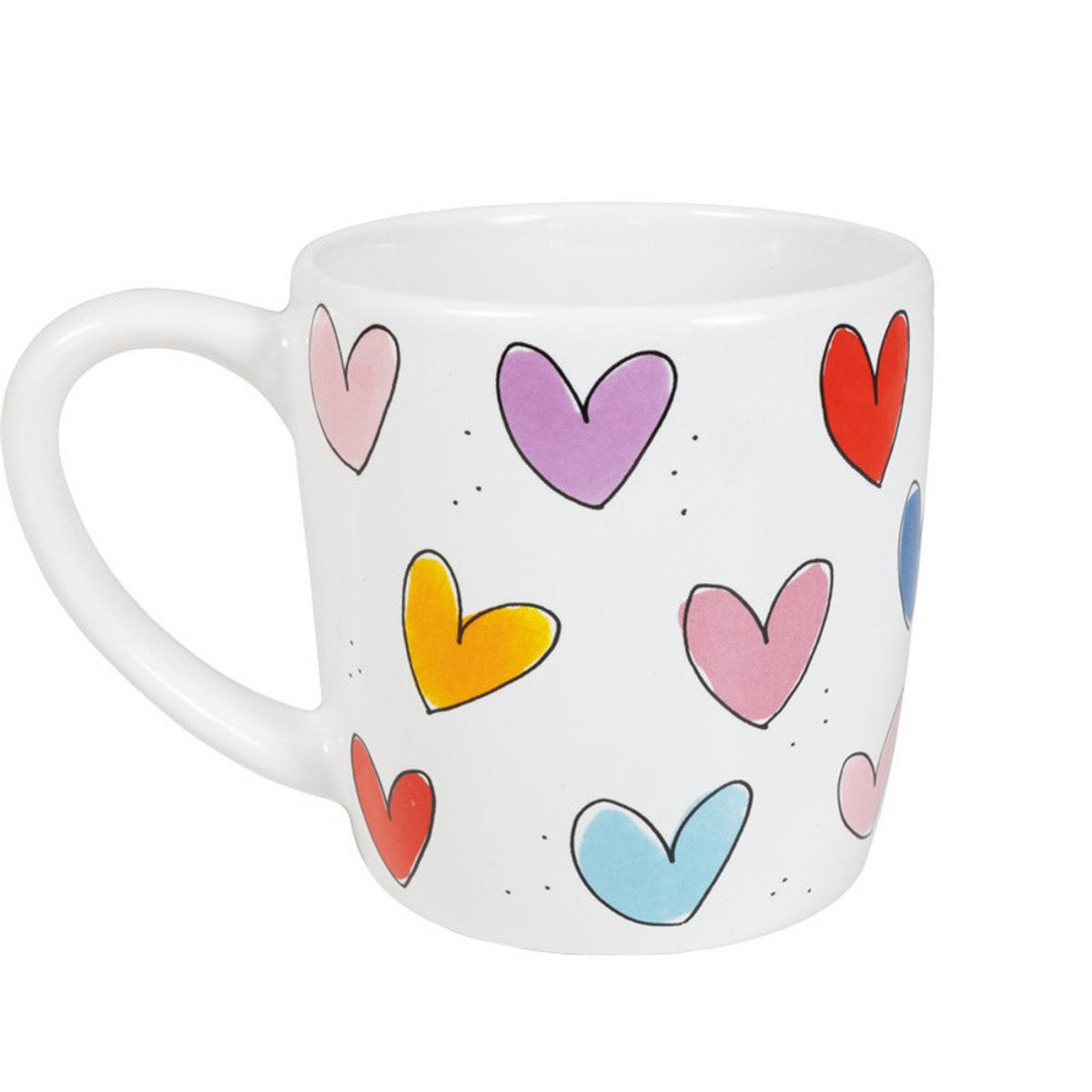CAPPUCCINO-BECHER Herzen in Bunt - 500 ml - Multicolor, Keramik (0.5L) - Blond Amsterdam