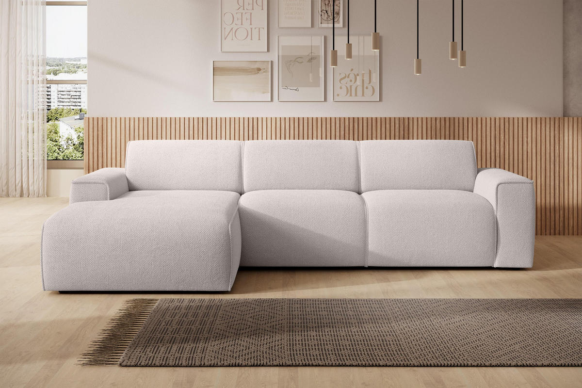 ECKSOFA L Form Didim mini Taupe 310/165/78 cm – stilvolle kleine Eckcouch L - Taupe/Schwarz, Kunststoff/Textil (165/310cm) - AX Living