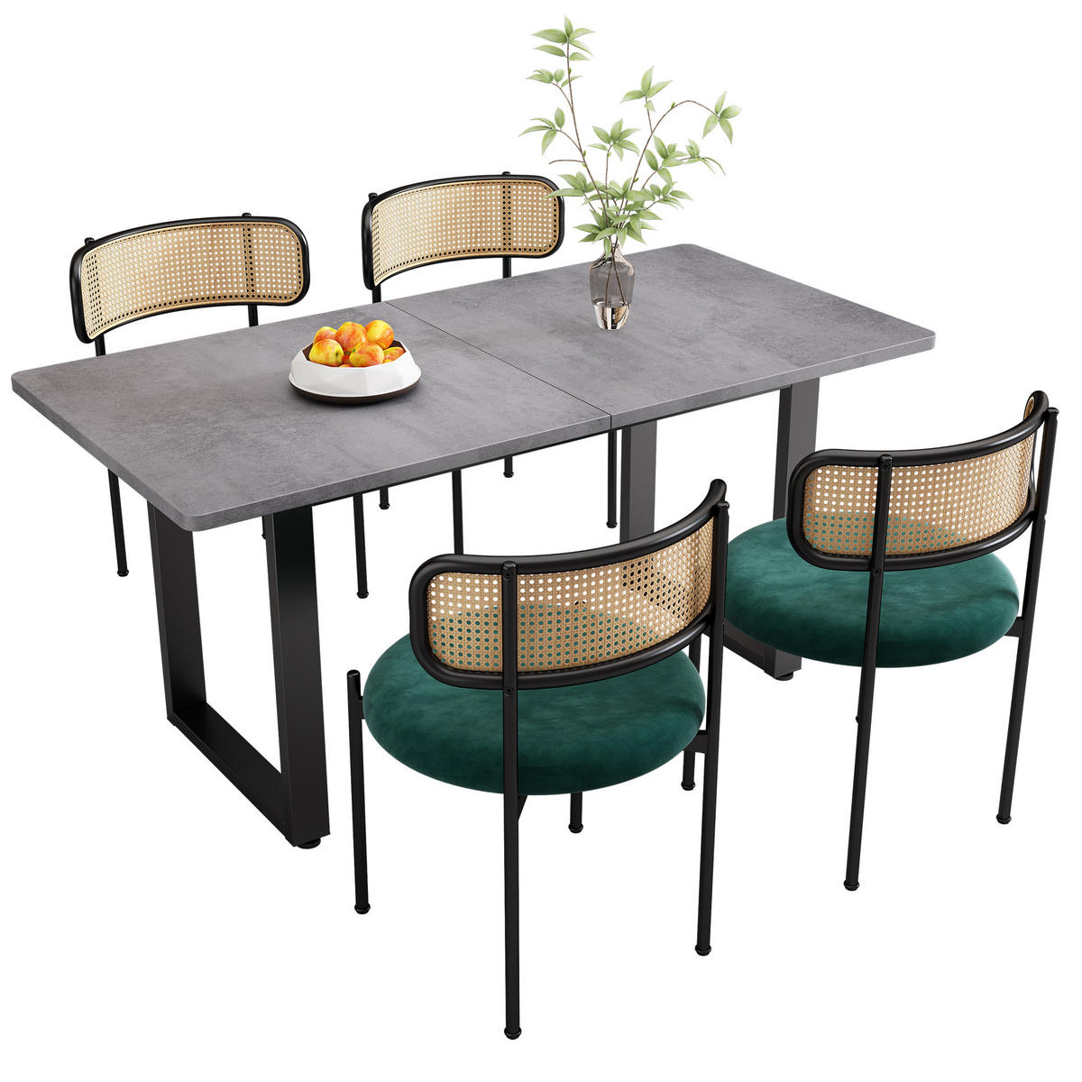 ESSGRUPPE DE-38932 rechteckiger Tisch mit 4 Stühlen Mehrfarbig - Multicolor, Holzwerkstoff (140/75/70cm) - ComfortXL
