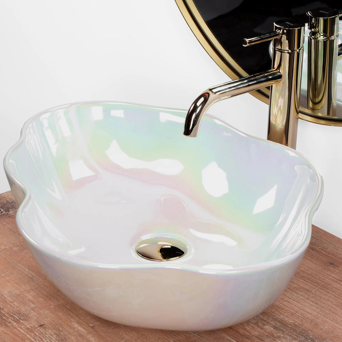 AUFSATZWASCHBECKEN Rea Akoya Pearl - Pink, Keramik (38/13.5/50.5cm) - REA