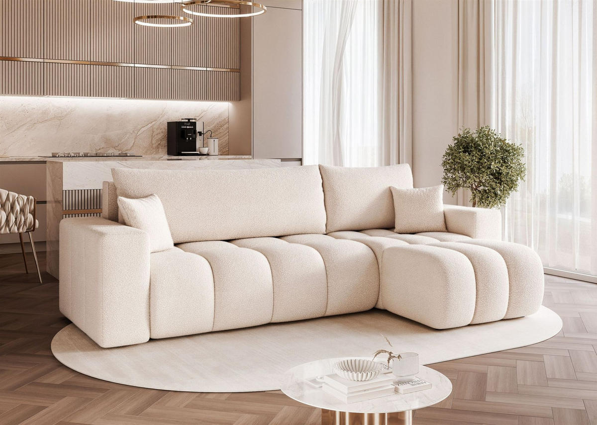 ECKSOFA Anabel Mit Schlaffunktion - Weiß, Holzwerkstoff/Textil (145/248cm) - Fun Möbel