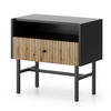 NACHTTISCH Dinley 1S Schwarz, Braun 54,8/52/39 cm – mit langen Beinen und Lamellenfront - Schwarz/Braun, Holzwerkstoff/Metall (54.8/52/39cm) - AX Living