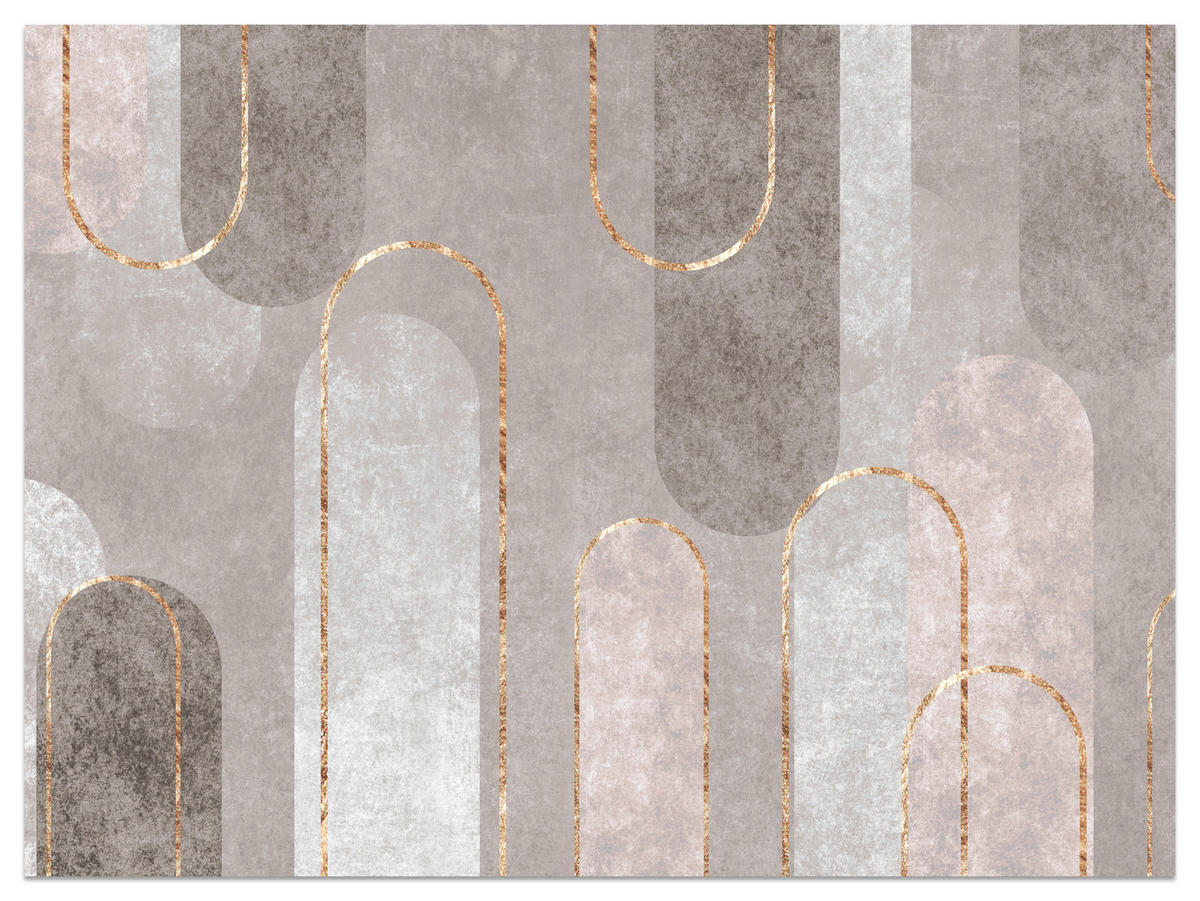 FOTOTAPETE für Wohnzimmer Geometrische Bögen Beige Beton 400x280 - Beige/Braun, Papier (400/280cm) - Muralo