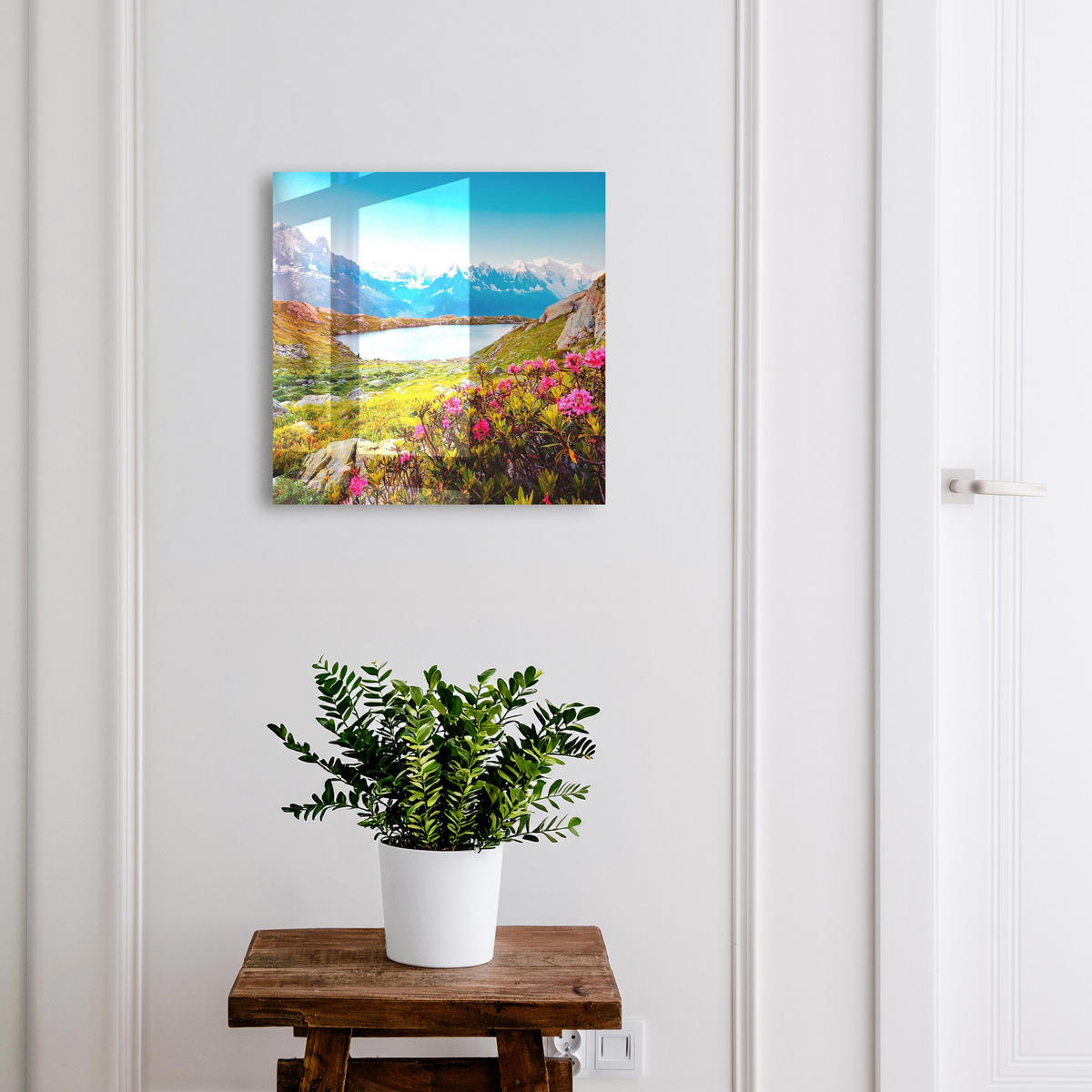 SCHLÜSSELBOX Schwarz 30x30 cm- Türöffnung nach rechts - Berglandschaft - Blau, Metall (30/30/5cm) - TULUP