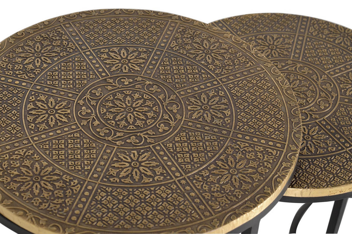 COUCHTISCH aus Metall - Schwarz, Holz (44/44/49cm) - Giner y Colomer