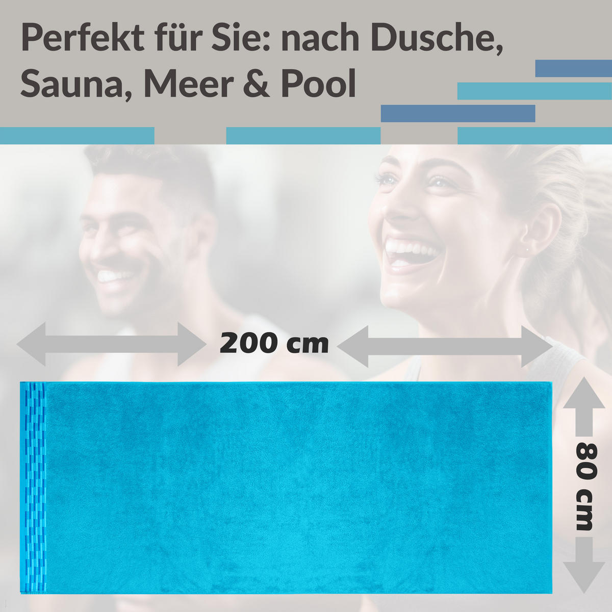 SAUNATUCH Lugano Aquamarin 80x200 cm - Blau, Textil (80/200cm) - Lashuma