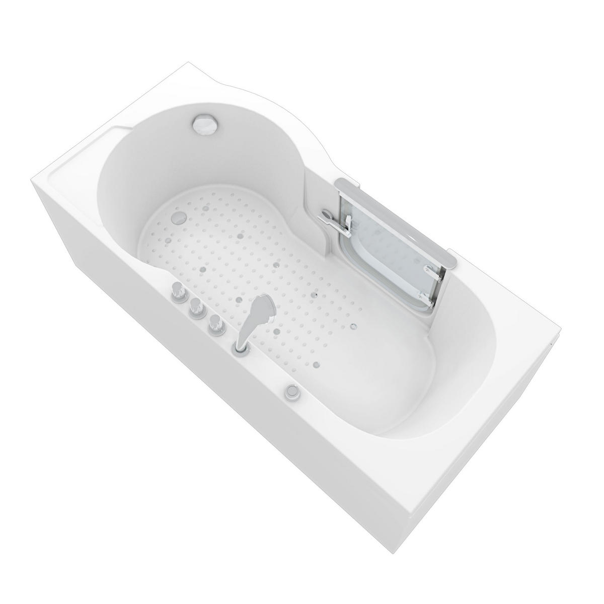 SITZBADEWANNE Senioren Wanne Sitzwanne mit Tür S12-TH-AIR-L 170x85cm - Weiß, Glas/Kunststoff (85/60/170cm) - AcquaVapore by Sandra Jentho