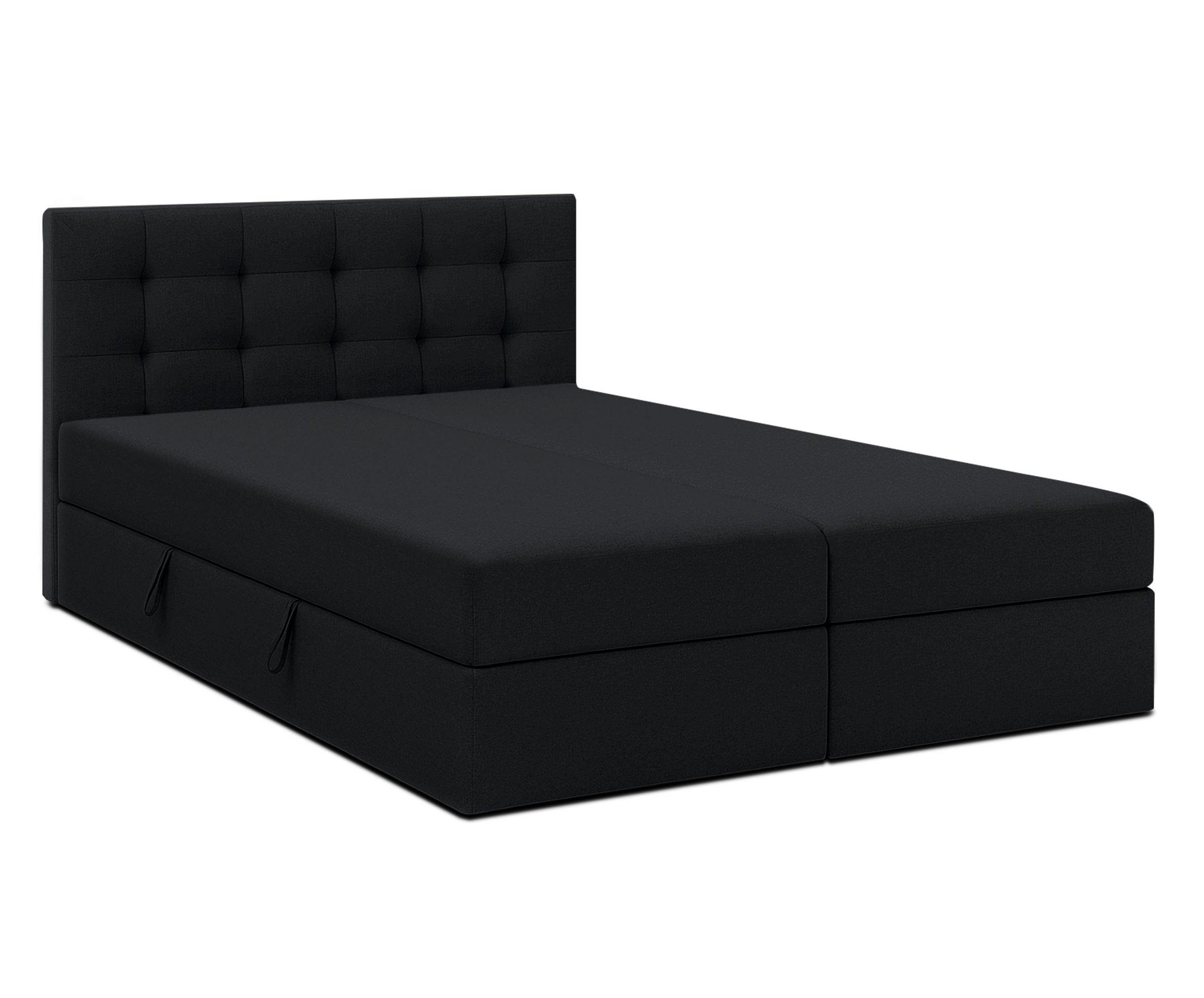 BOXBETT BELINAI 140x200 cm mit Bettkasten und Matratze - Schwarz - Schwarz, Holz/Holzwerkstoff (140/200cm) - AX Living