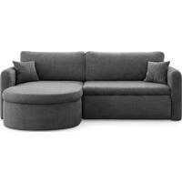 ECKSOFA Cora mit Schlaffunktion & Stauraum, Universell Rechts/Links, Grau Cord Chenille 260/82/160 cm - Schwarz/Grau, Kunststoff/Textil (250/160cm) - WFL GROUP