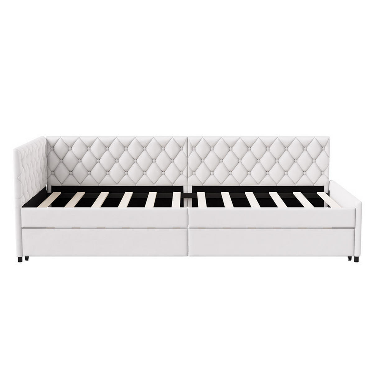 SCHLAFSOFA 90x200 cm, Samt Beige, Einzelbett ausziehbar, mit Lattenrost, ohne Matratze - Beige, Holz (90/200cm) - WoodenAura