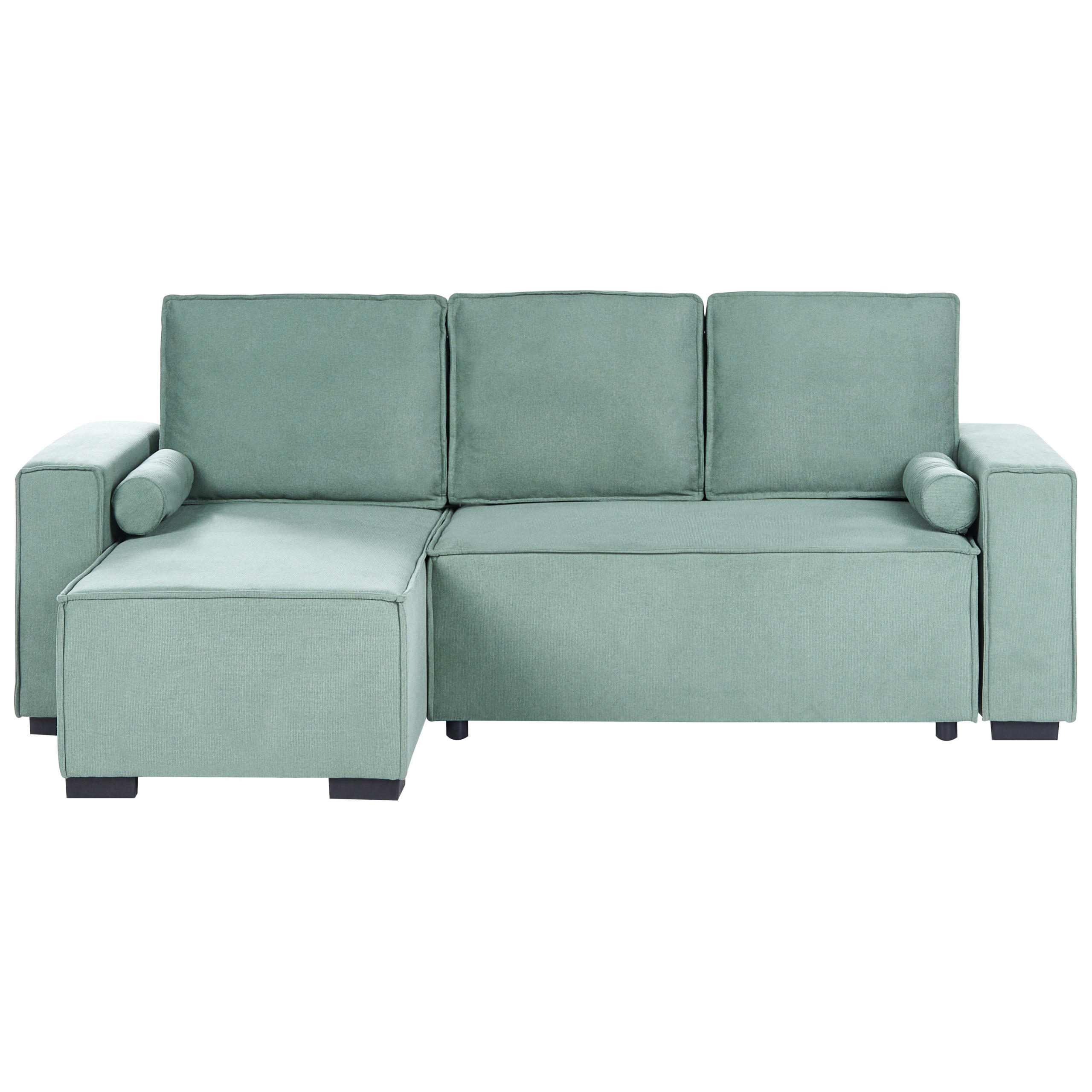 ROZKLÁDACÍ ROHOVÁ POHOVKA 3-místná Látka Světle zelená s úložným prostorem pravostranná Edane - světle zelená, textil (232/150cm) - Beliani