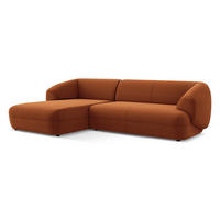 ECKSOFA Links Samt Stoff Orange - Terra cotta/Schwarz, Kunststoff/Textil (156/280cm) - Makamii