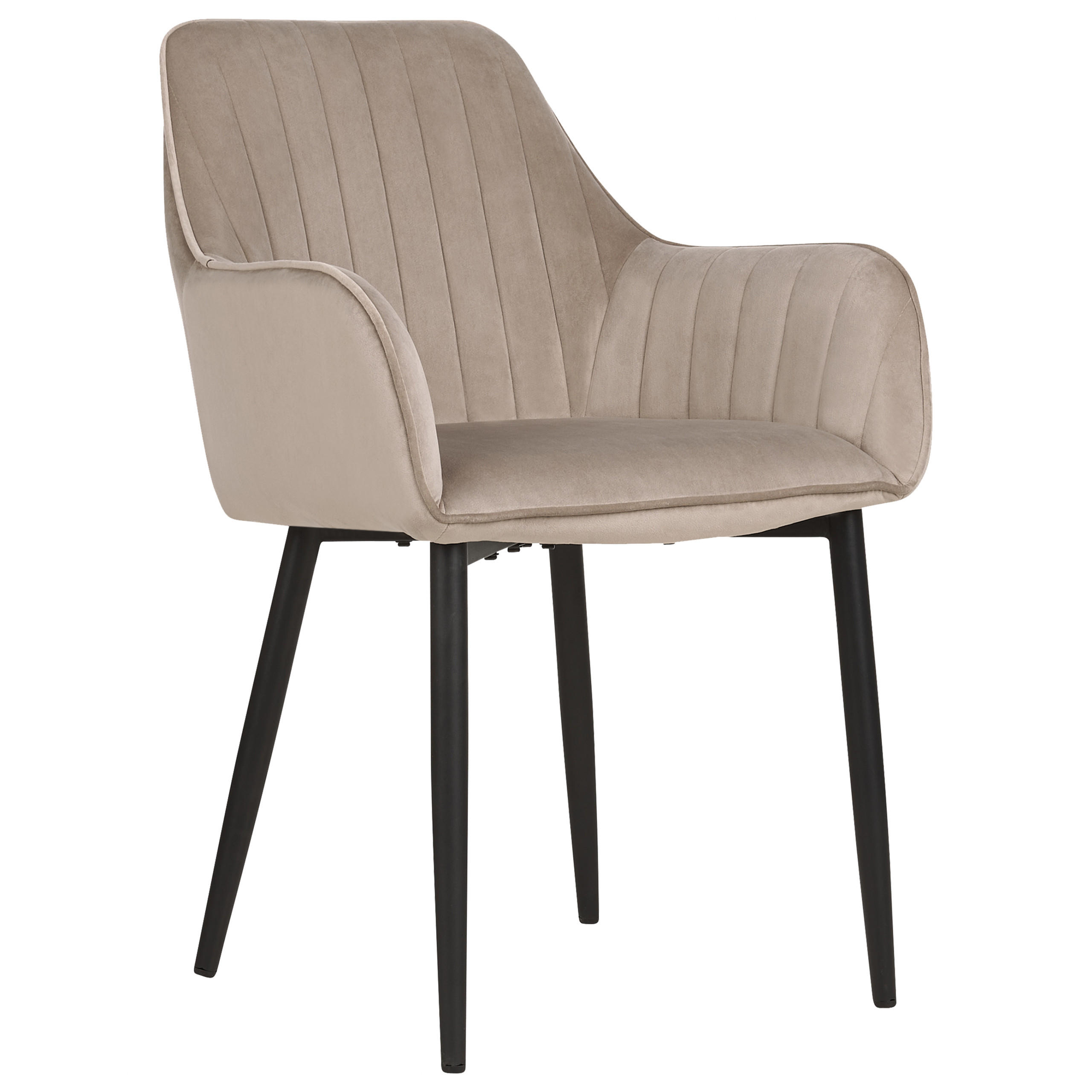 ESSZIMMERSTUHL 2er-Set Samtstoff taupe Wellston - Beige/Schwarz, Textil (60/84/61cm) - Beliani