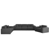 SOFASET Celes Premium 3-2-1 In Sven - Dunkelgrau, Holzwerkstoff/Textil (218/73/90cm) - Fun Möbel