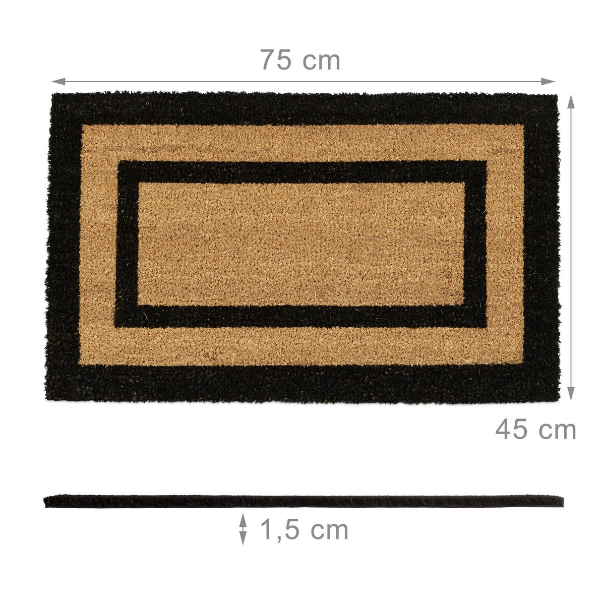 FUSSMATTE - Hellbraun, Kunststoff/Textil (75/45cm) - Relaxdays