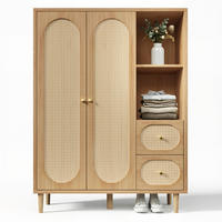 KLEIDERSCHRANK 44/120/161 cm Eiche aus Holz mit Rattanfronten - Nussbaumfarben, Holzwerkstoff (120/161/44cm) - OKWISH