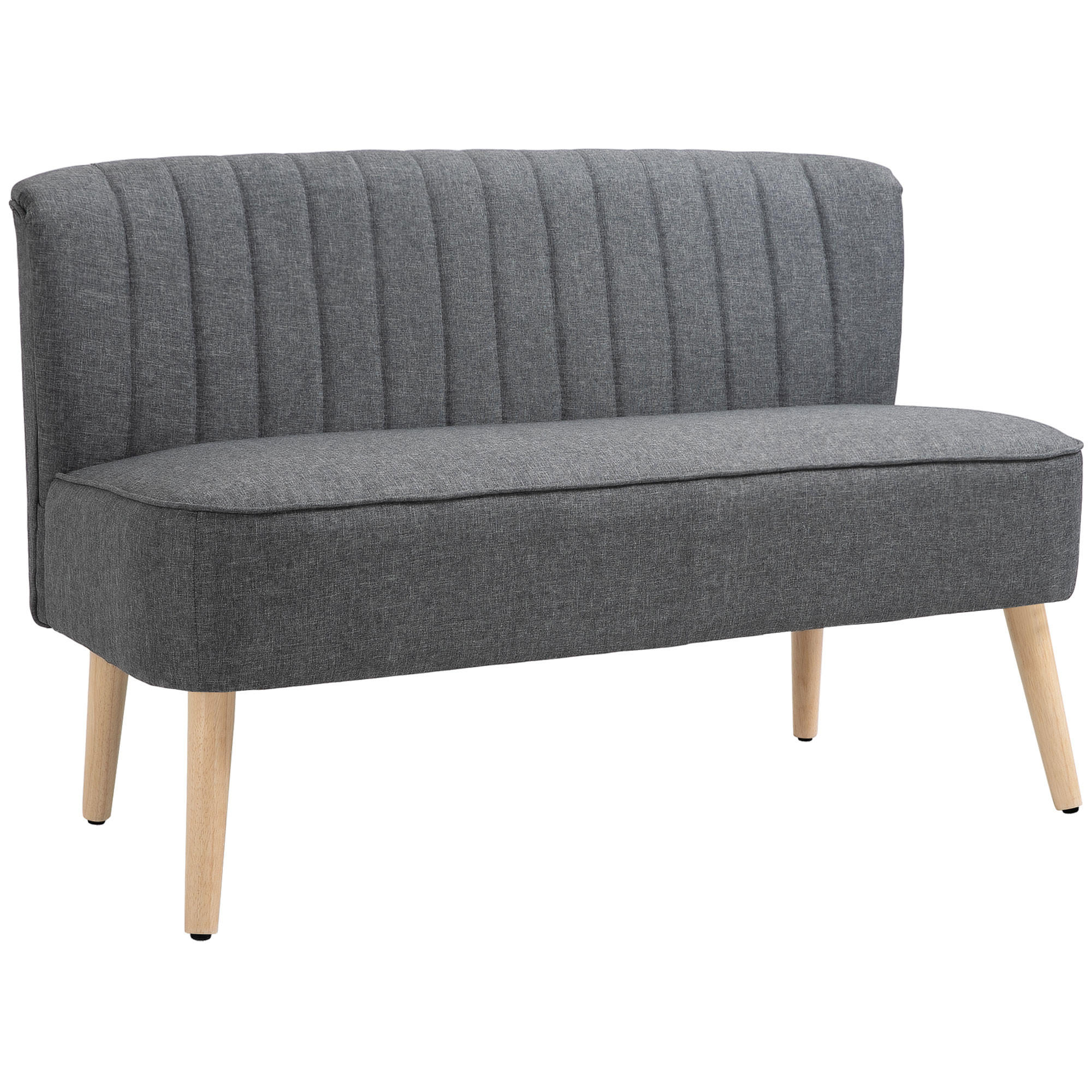 2-SITZER-SOFA DE-06551 Polstersofa Leinenoptik, Holzrahmen Grau - Grau, Holz/Textil (117/77/56.5cm) - ComfortXL