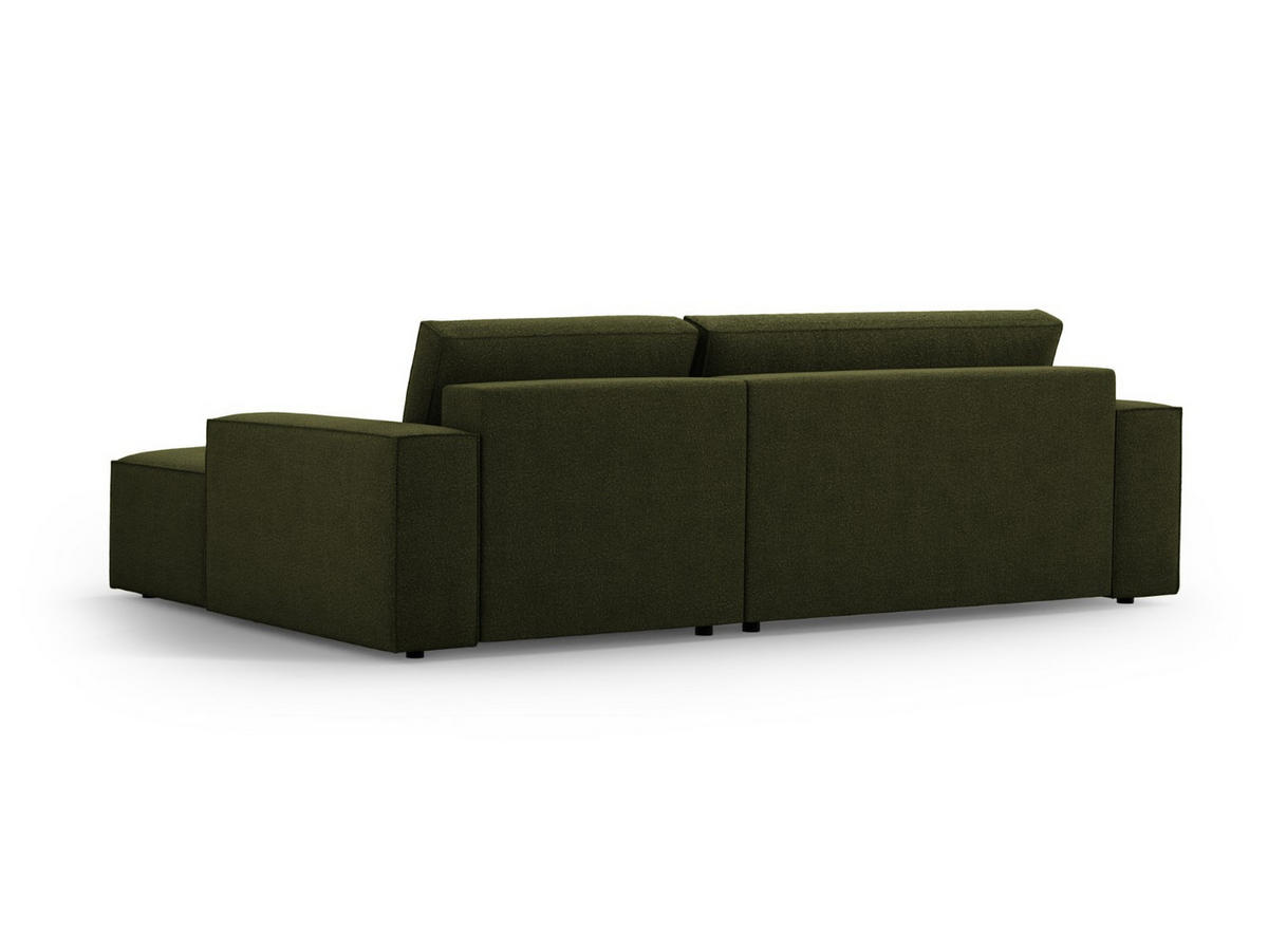 ECKSOFA ausklappbar rechts mit Container Jodie aus Boucle dunkles olivgrün 3 Sitzplätze - Dunkelgrün, Textil (151/246cm) - Micadoni