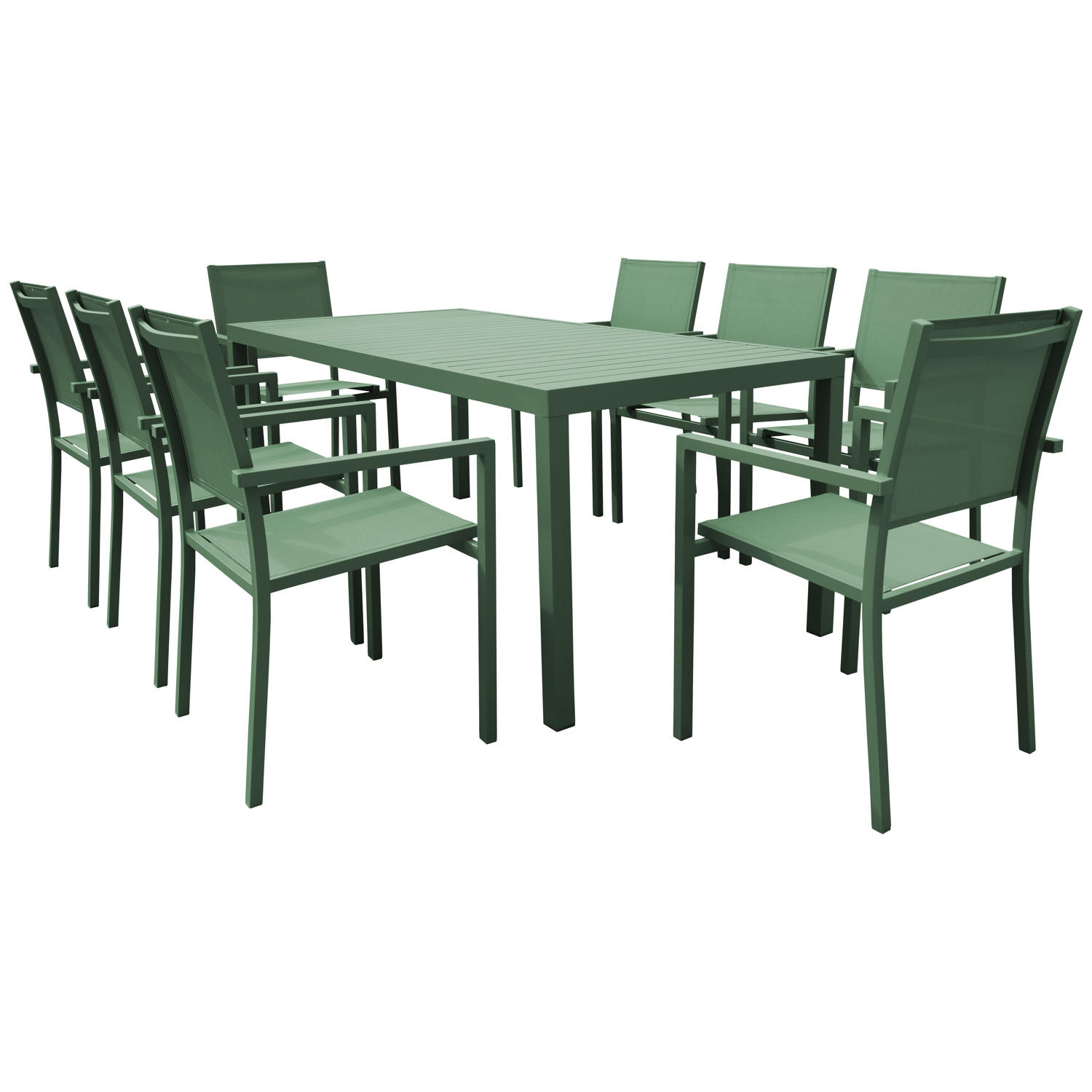 GARTENMÖBEL Bari Salbeigrün 8 Plätze - Grün, Metall - Happy Garden