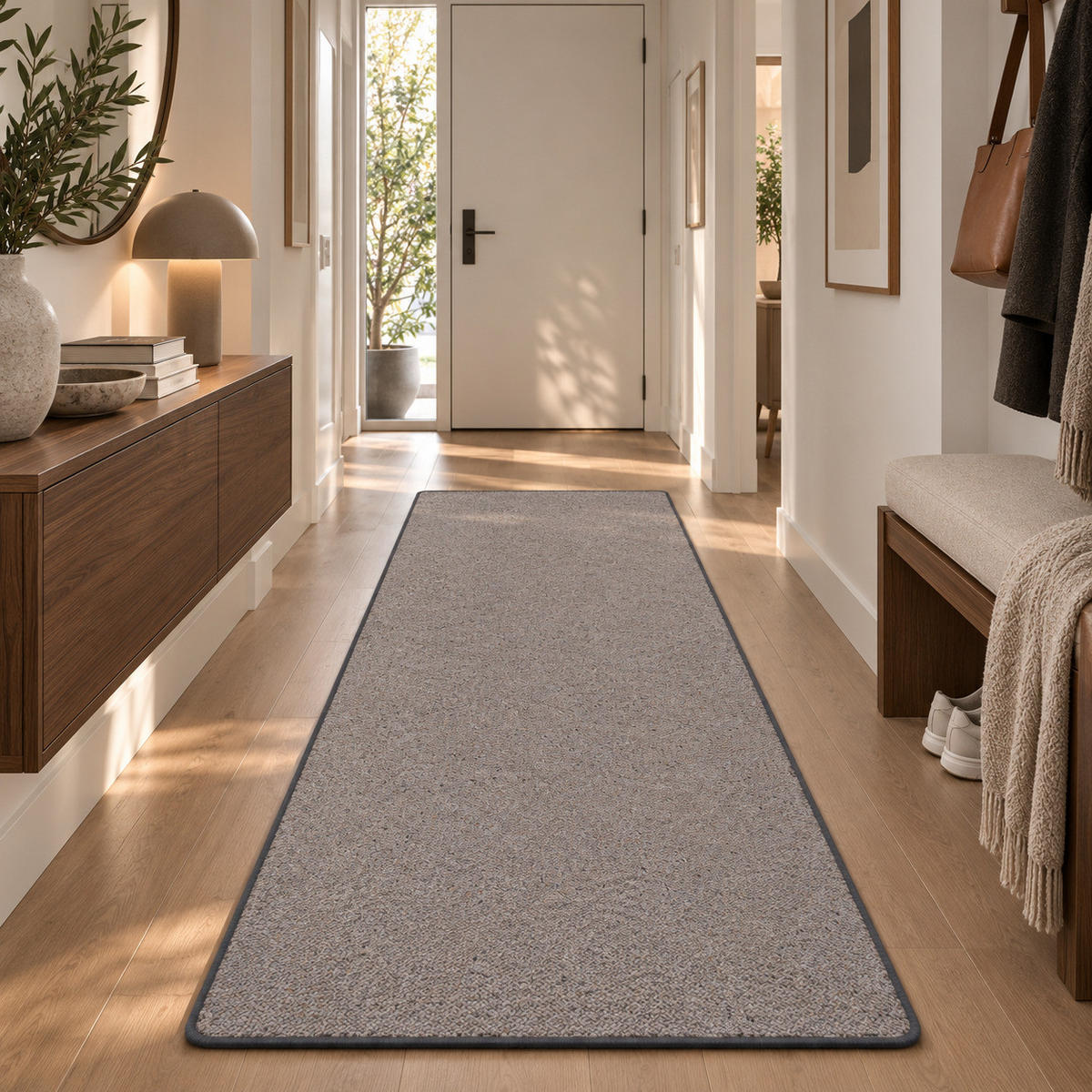 NATUR TEPPICH LÄUFER WOLLE BERBER - Anthrazit, Textil (80/400cm) - Snapstyle