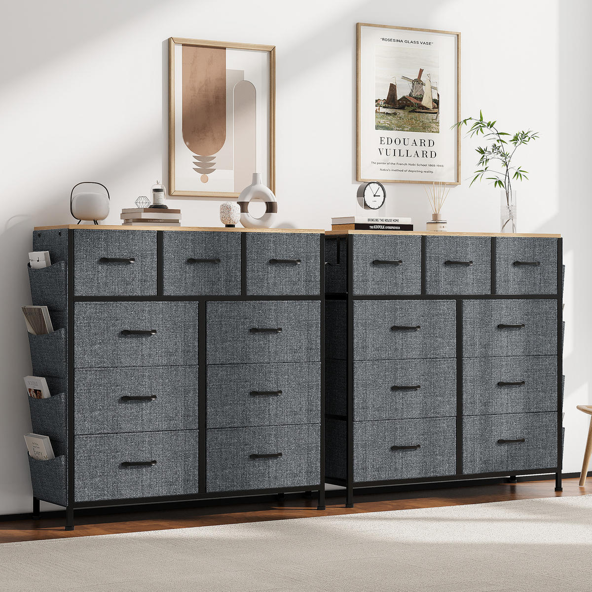 STOFFKOMMODE 9 Schubladen Vliesstoff leicht praktisch - Schwarz, Holzwerkstoff (30/100/98.8cm) - SHOPENTRA