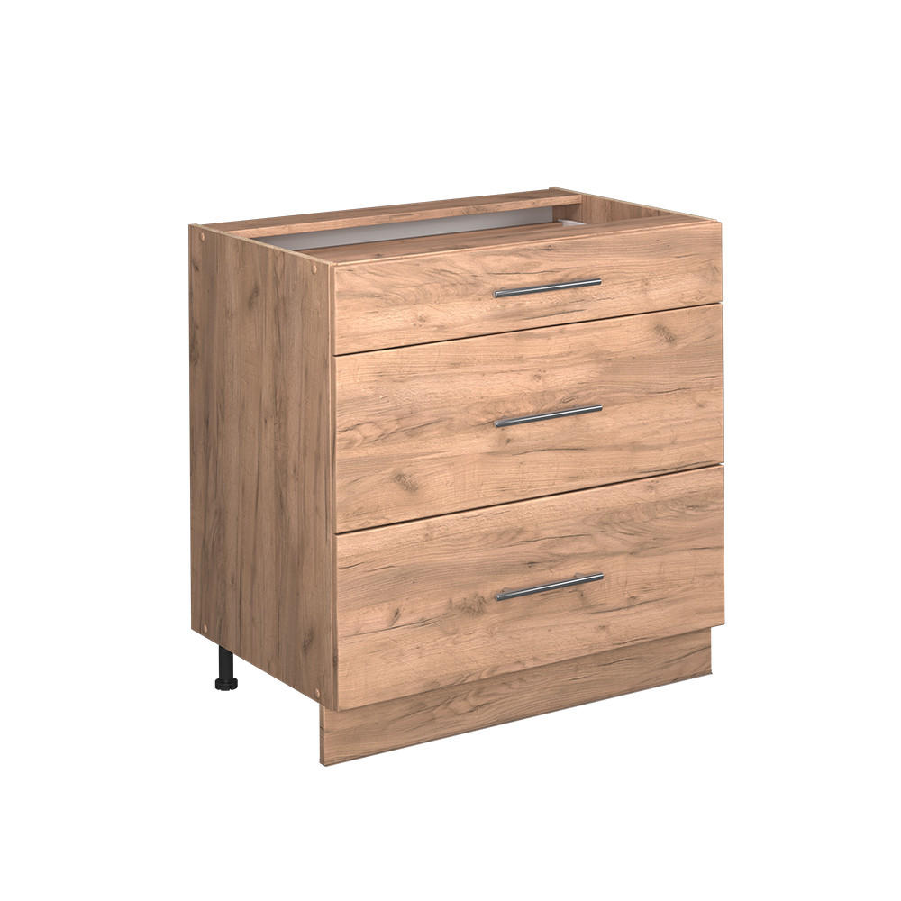 KÖKSUNDERSKÅP Fame-Line Goldkraft ek 80 cm med 3 lådor, AP ek Honungsek, Honungsek 82/80/60 cm