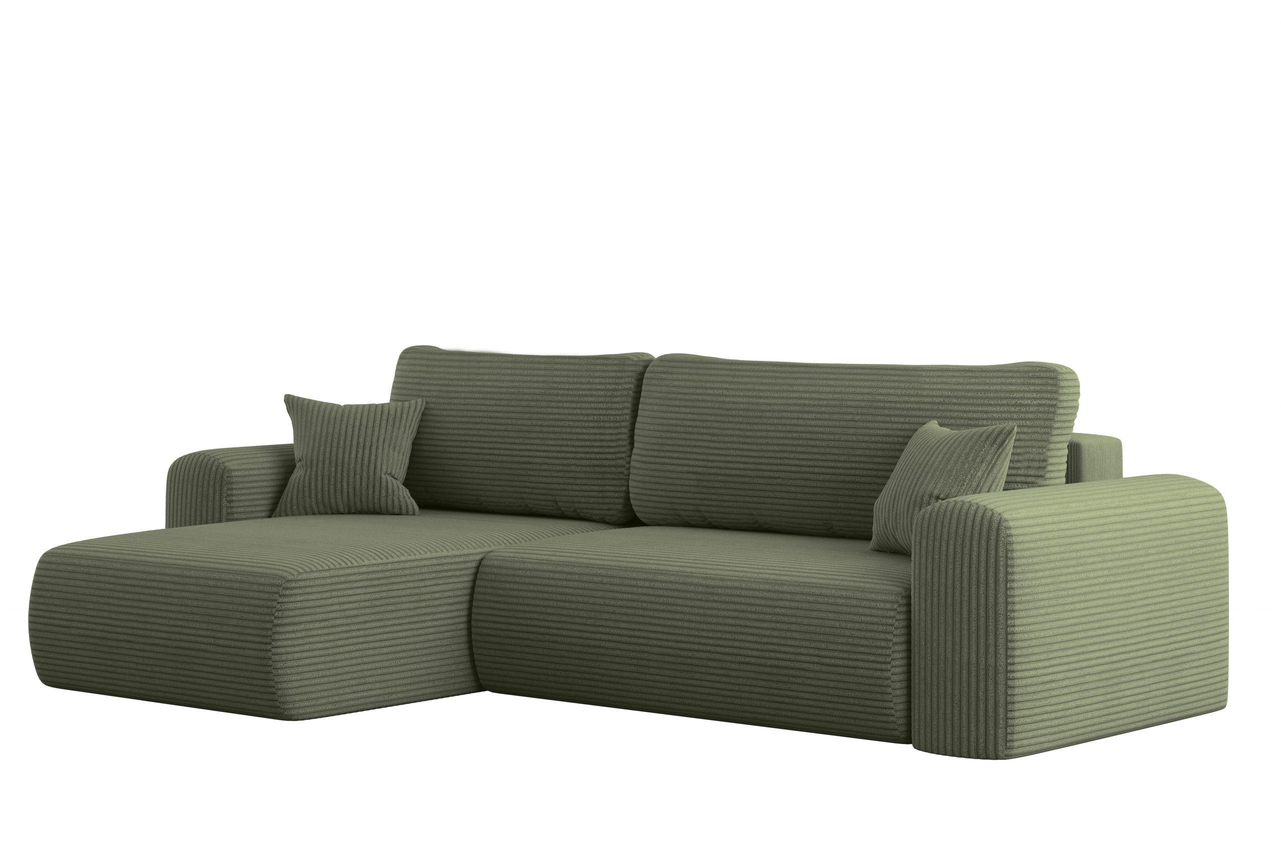 ECKSOFA Mit Schlaffunktion und Stauraum für Bettzeug Capri Stoff Poso Hellgrün Links - Hellgrün, Holz/Textil (145/272cm) - Kaiser Möbel