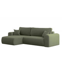 ECKSOFA Mit Schlaffunktion und Stauraum für Bettzeug Capri Stoff Poso Hellgrün Links - Hellgrün, Holz/Textil (145/272cm) - Kaiser Möbel