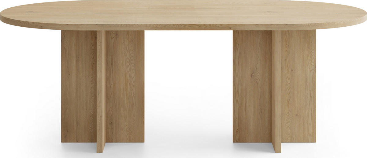 ESSTISCH Aster oval, Eiche Hellbraun 204/90/75 cm - Schwarz/Braun, Holzwerkstoff (90/204/75cm) - WFL GROUP
