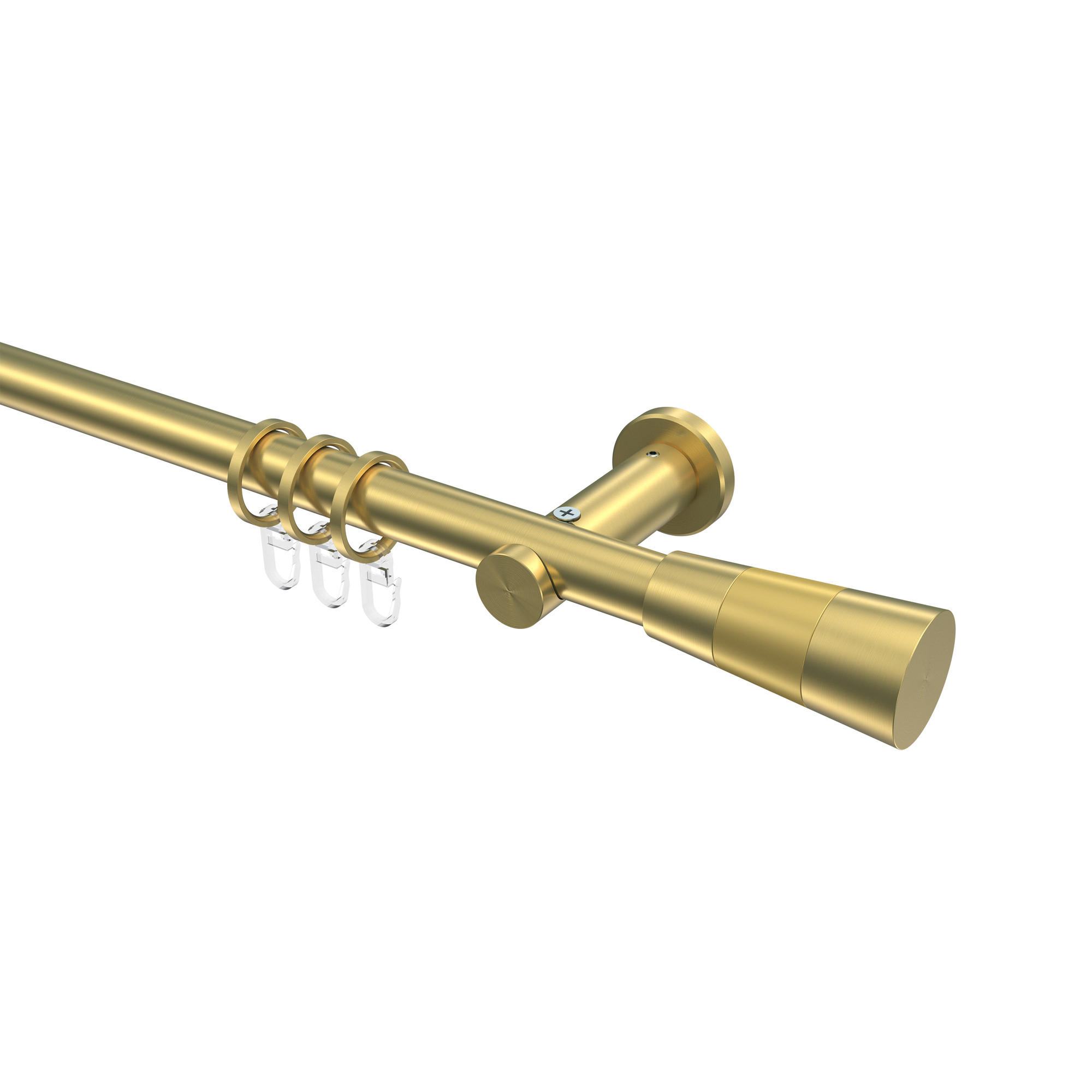 GARDINENSTANGE Platon Tanara 120 cm, 1-läufig, 20 mm Ø Messing-Optik - Messingfarben/Goldfarben, Metall (120cm) - INTERDECO