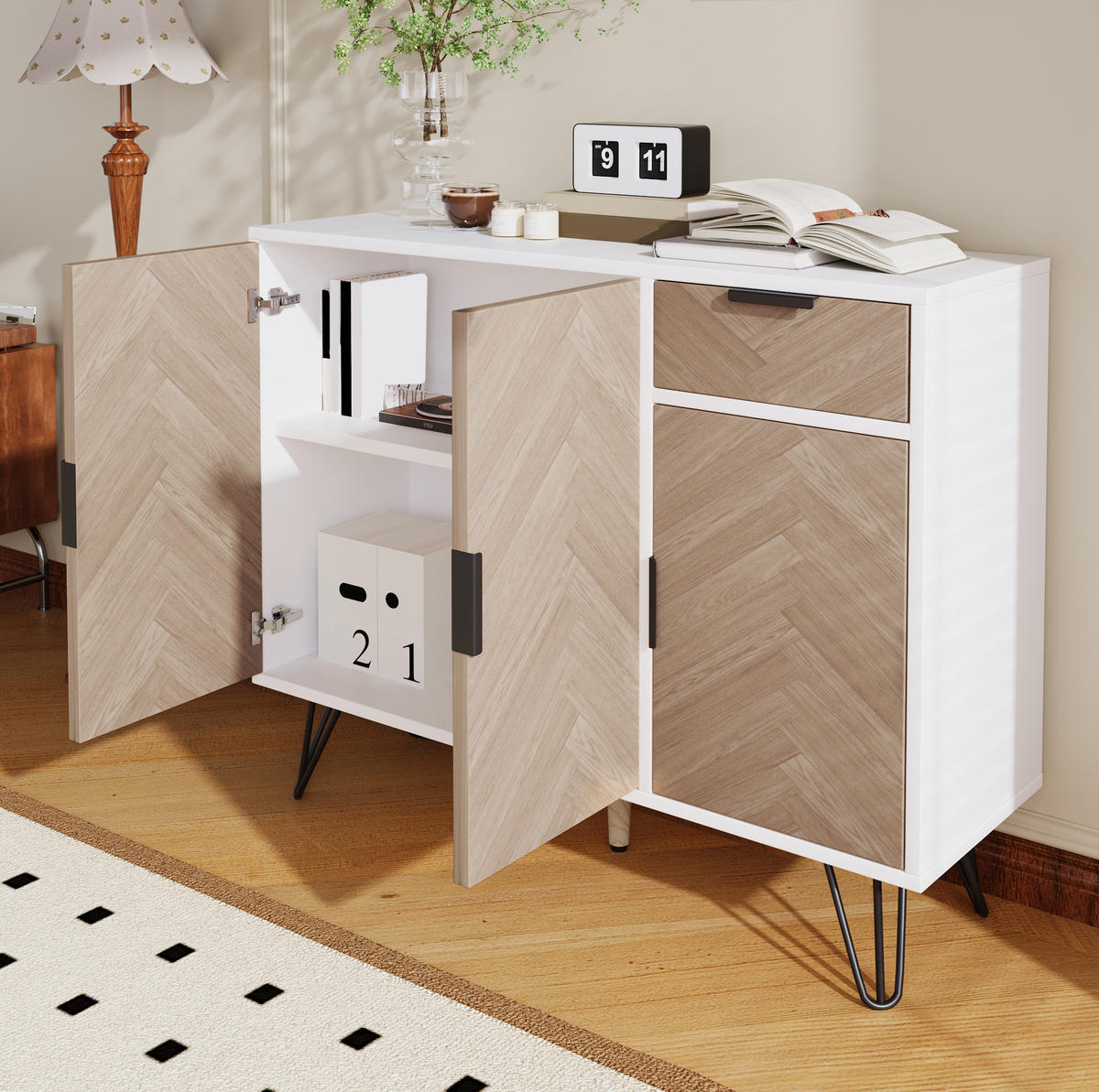 KOMMODE aus MDF & Spanplatte 90x30x71,5cm in Naturfarben - Naturfarben, Holzwerkstoff (90/71.5/30cm) - Modfu