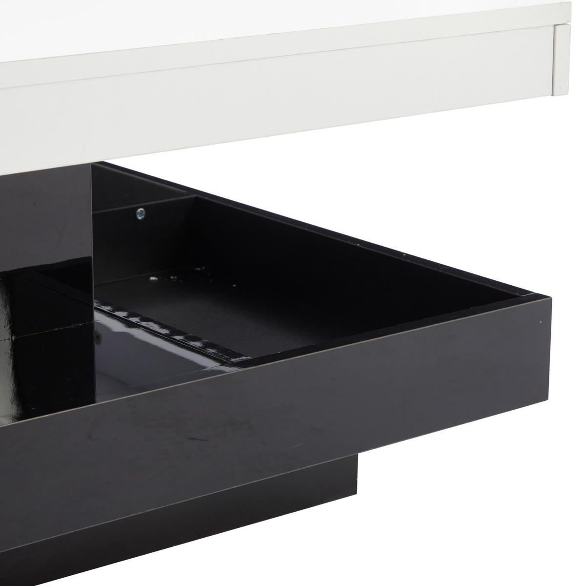 COUCHTISCH mit Ablage 70/70 cm, 360° drehbar, Hochglanz in Weiß/Schwarz - Weiß, Holzwerkstoff (70/70/36cm) - BEAOK