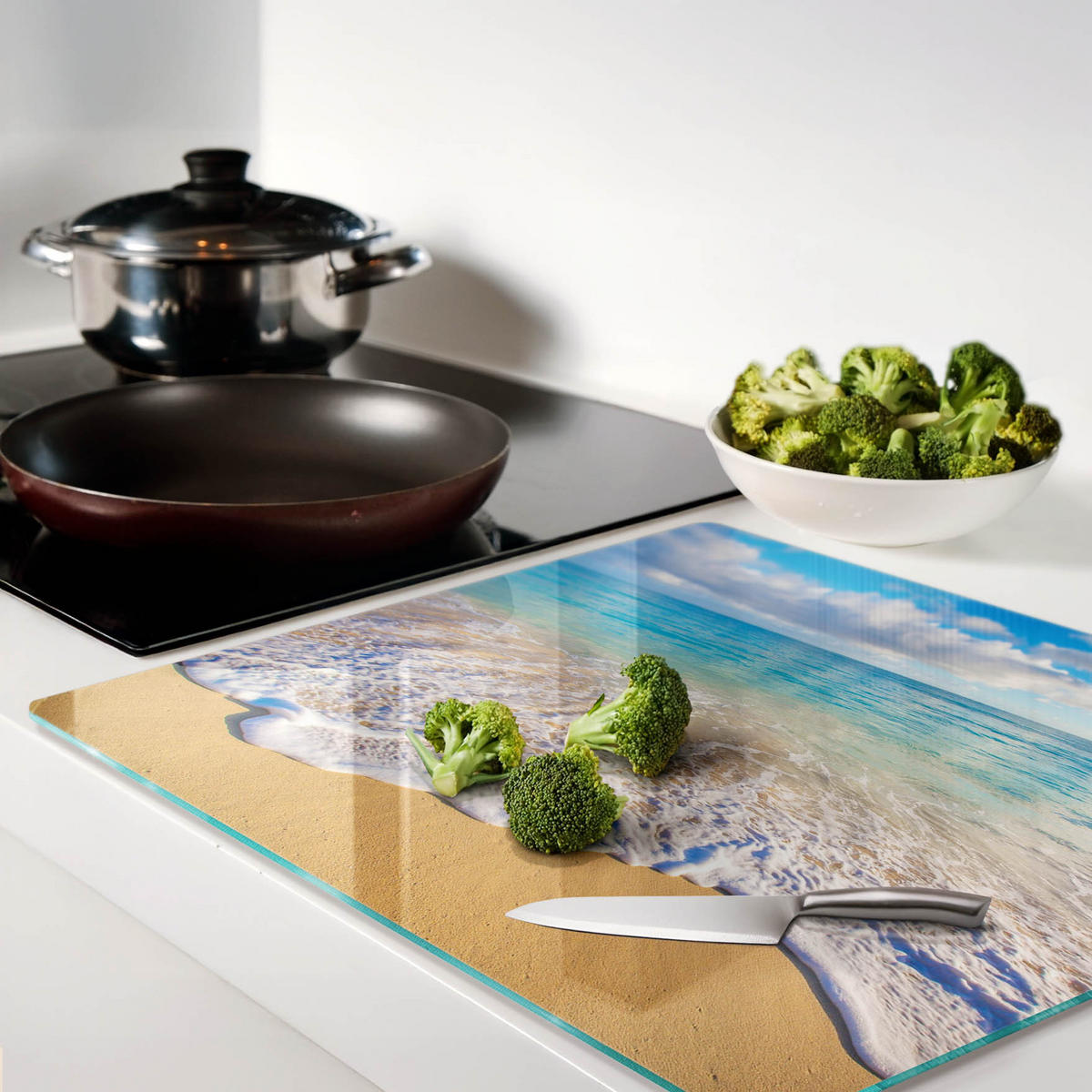 GLASPLATTE 60x52 cm Hawaii-Strand - Blau, Glas (60/0.4/52cm) - TULUP