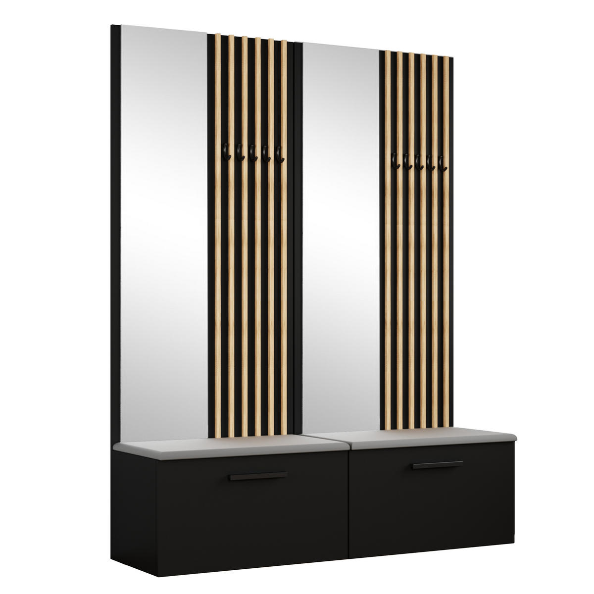 GARDEROBENSCHRANK MODULO 161,2/204/40 cm Modern Garderobe-Set Schwarz - Schwarz/Grau, Holzwerkstoff (161.2/204/40cm) - MASSENO