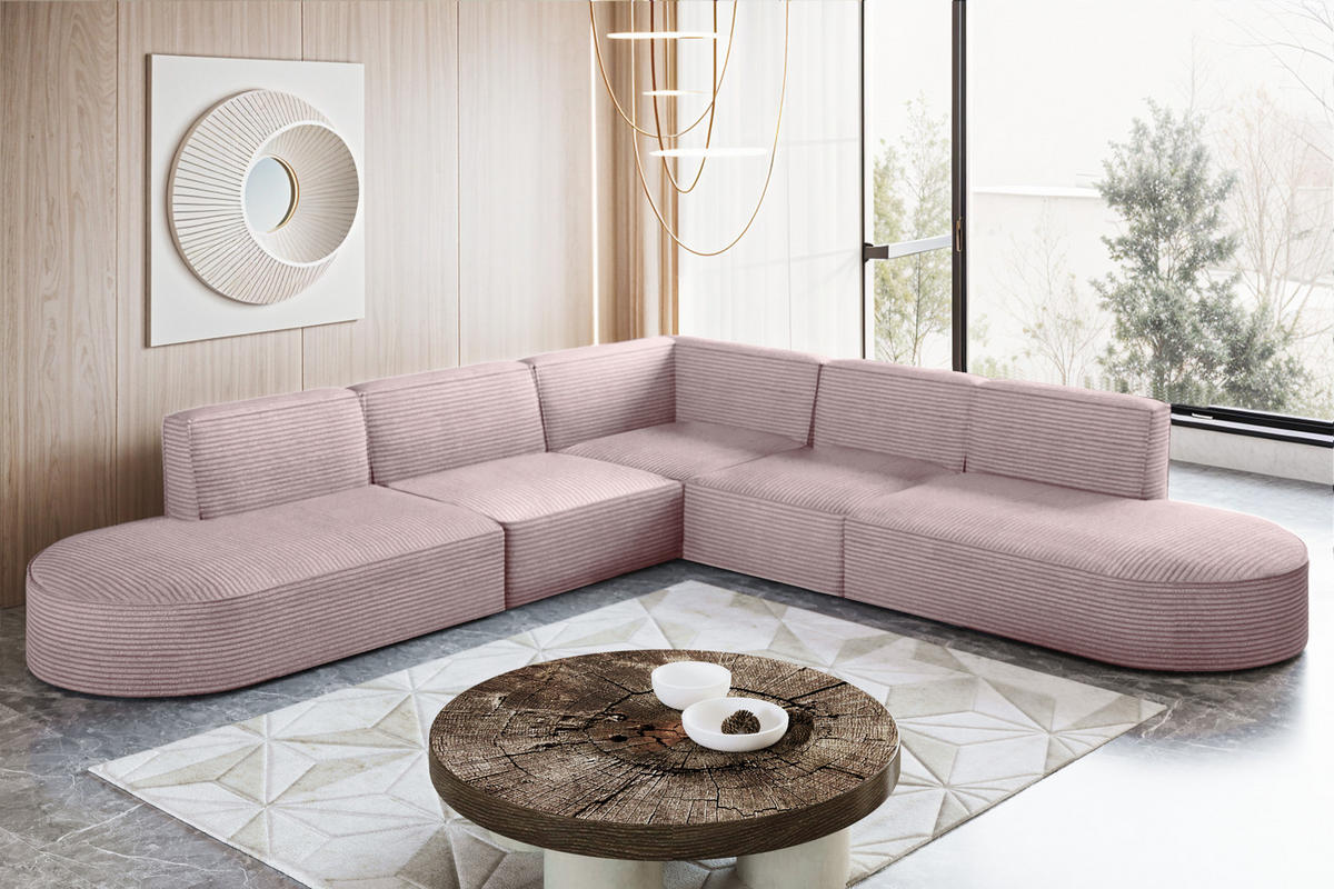 ECKSOFA Designer Corner MODENA stoff Poso, viele Farben Rosa - Rosa, Holzwerkstoff (285/285cm) - Kaiser Möbel