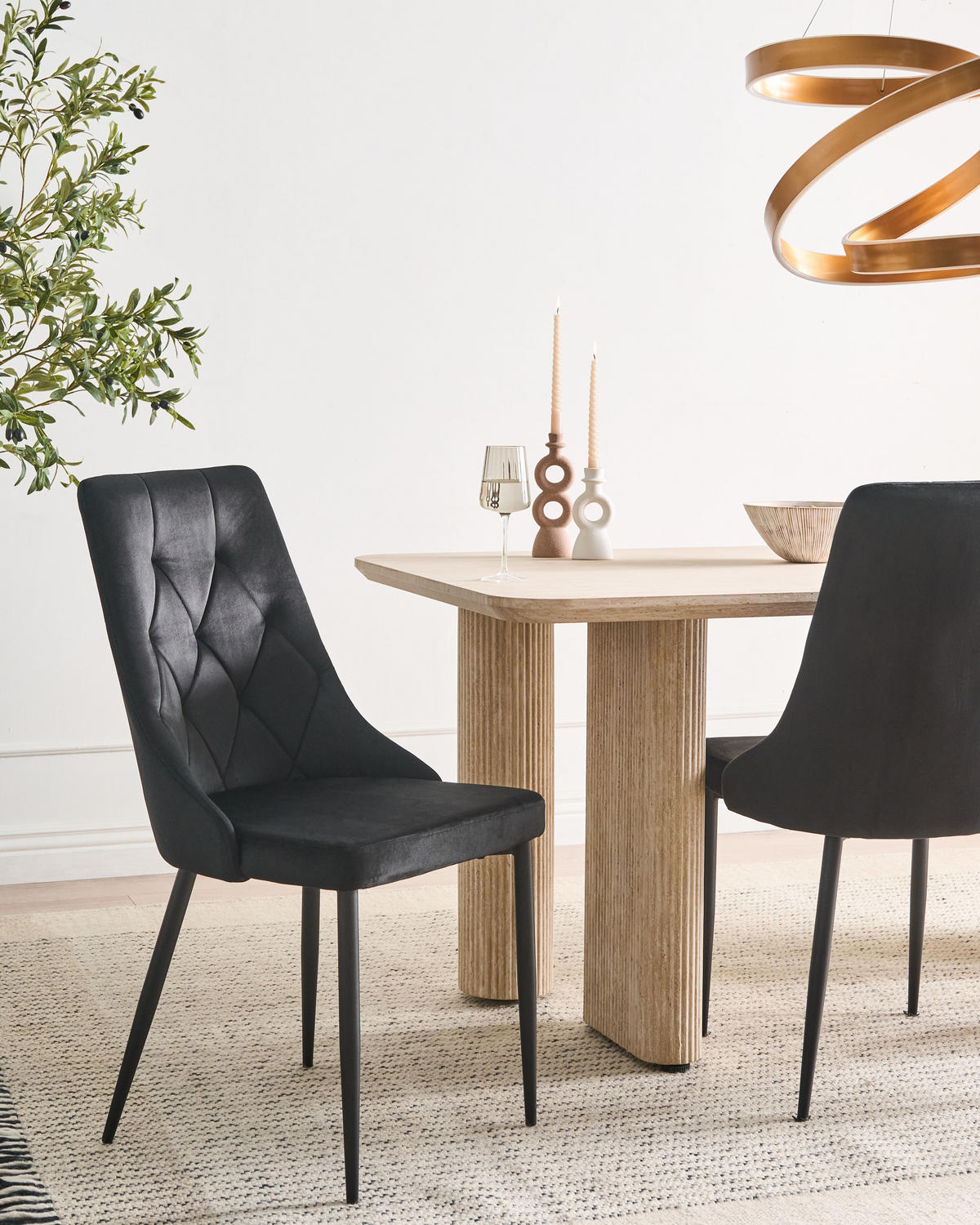 ESSZIMMERSTUHL 2er-Set Schwarz Avenir - Schwarz, Textil (49/95/60cm) - Beliani