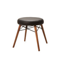 SITZHOCKER ROMA mit Holzbeinen - Schwarz, Leder/Holz (43/47/43cm) - Stuhlmann