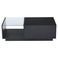 COUCHTISCH Schwarz, 100/50/33–46,5 cm mit LED und Hubtischfunktion - Schwarz, Holzwerkstoff (50/100/33cm) - PANGIVO