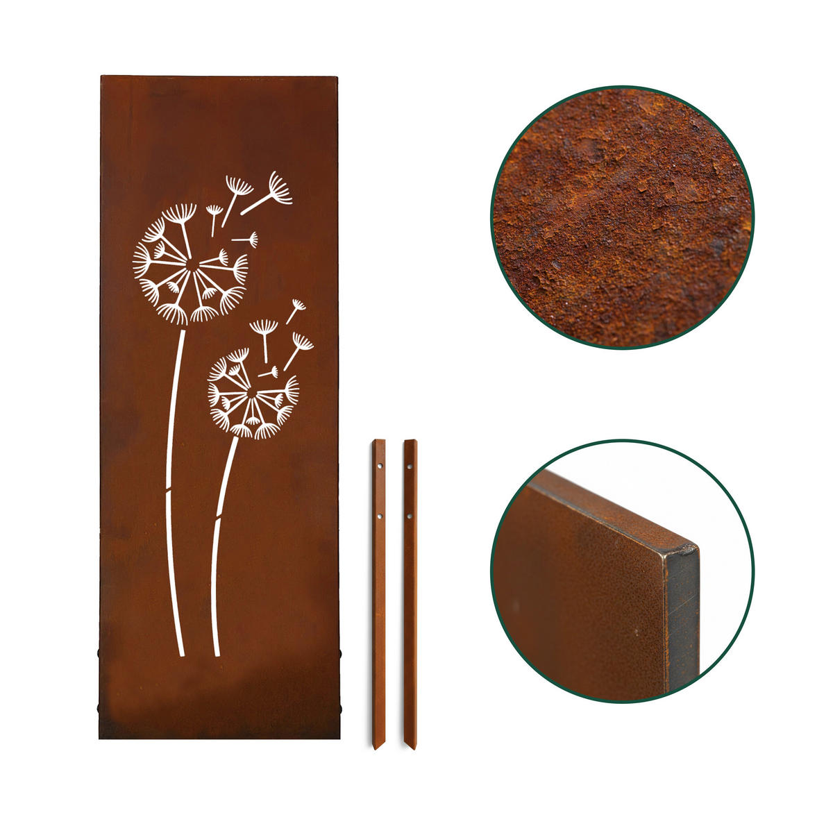 EDELROST-GARTENDEKO - Braun, Metall (1.5cm) - Relaxdays