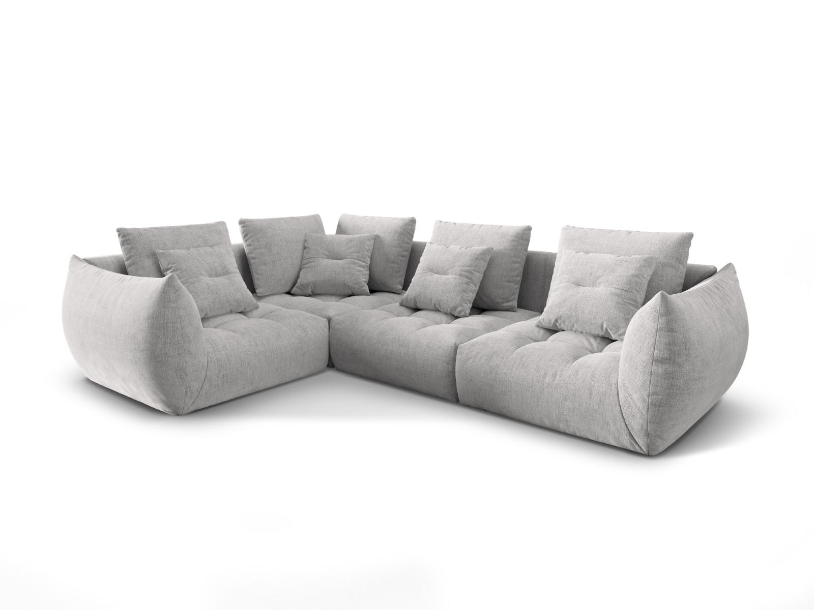 ECKSOFA modular links Bloom aus strukturiertem Stoff silber 3 Sitzplätze - Silberfarben, Textil (216/316cm) - Micadoni