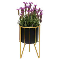 BLUMENHOCKER Rund mit Topf Metall Gold Schwarz 32 cm 96039 S - Goldfarben, Metall (19/32/19cm) - DanDiBo