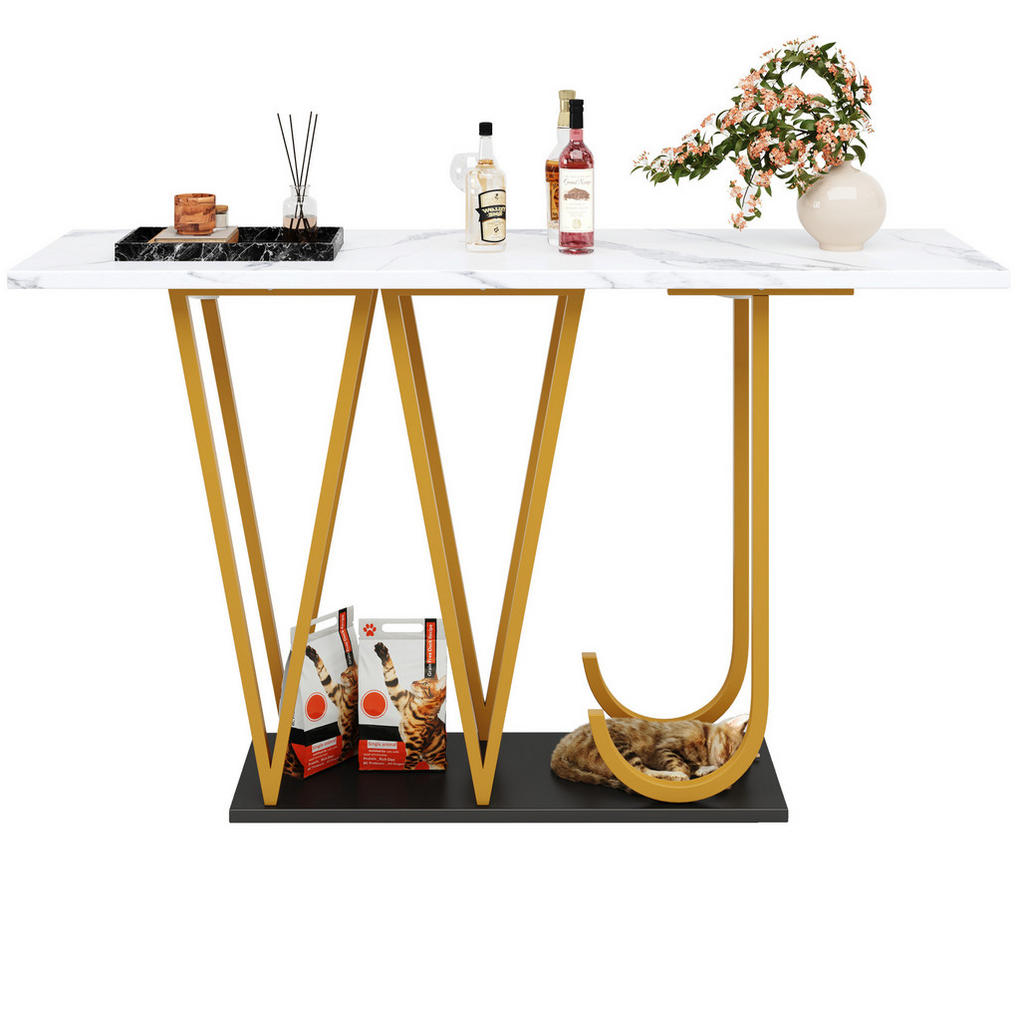 OKWISH KONFERENČNÍ stůl 120/29,5/80 cm bílý z MDF a kovu s úložným prostorem