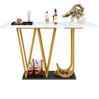 KONSOLENTISCH 120/29,5/80 cm Weiß Marmoroptik mit Stauraum aus MDF Metall - Weiß, Holzwerkstoff (120/29.5/80cm) - OKWISH