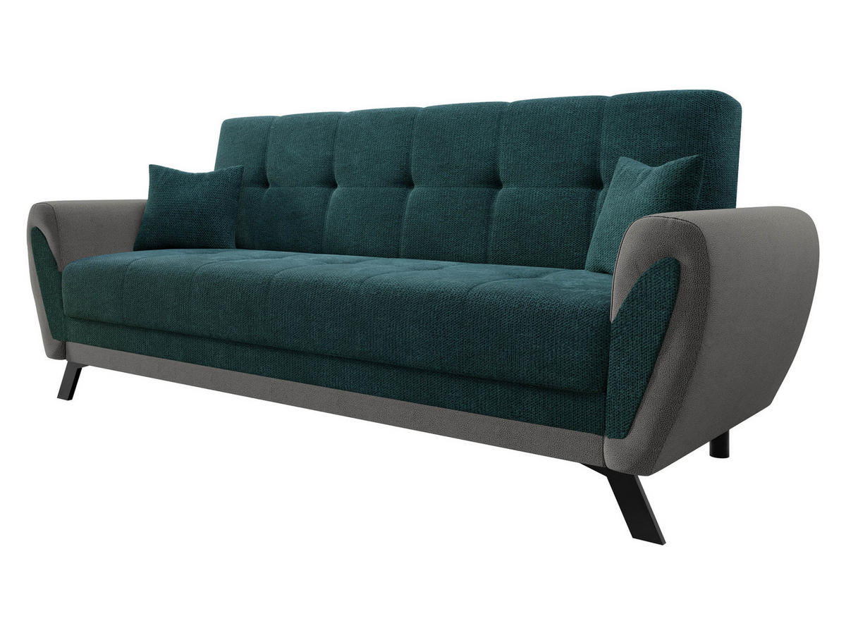 SCHLAFSOFA Kaja - Dunkelgrün/Schwarz, Holz/Textil (228/93/90cm) - MIRJAN24