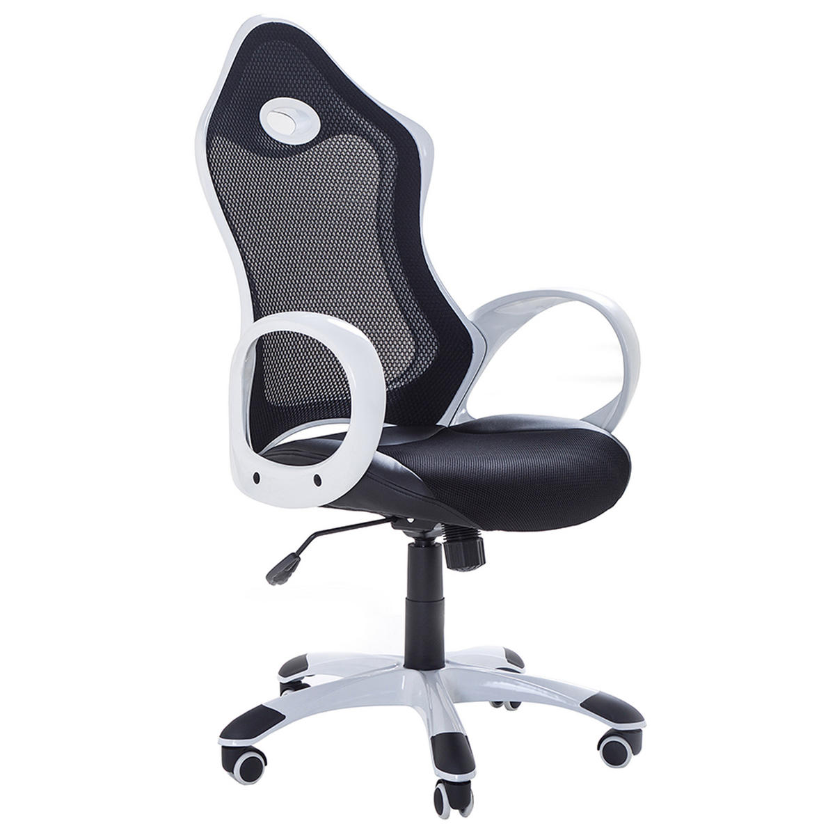 BÜROSTUHL Polyester Schwarz-Weiß Ichair - Schwarz, Kunststoff/Textil (67/109/67cm) - Beliani
