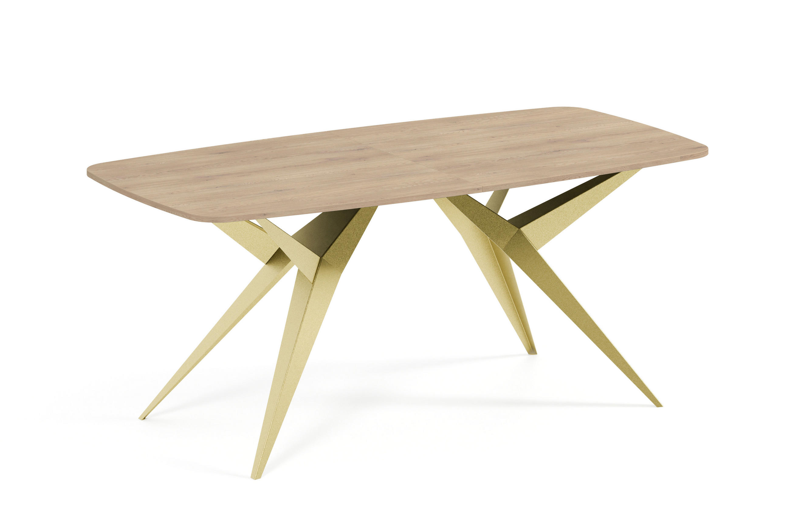 ESSTISCH AXIS - Goldfarben/Terracotta, Holzwerkstoff/Metall (90/180/76cm) - Meblini