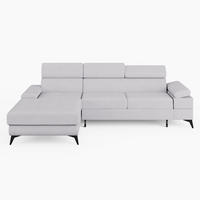 ECKSOFA VENTO Links Creme Velours Premium L-Form Couch mit Schlaffunktion & Bettkasten - Creme/Schwarz, Holz (190/261cm) - Barchello